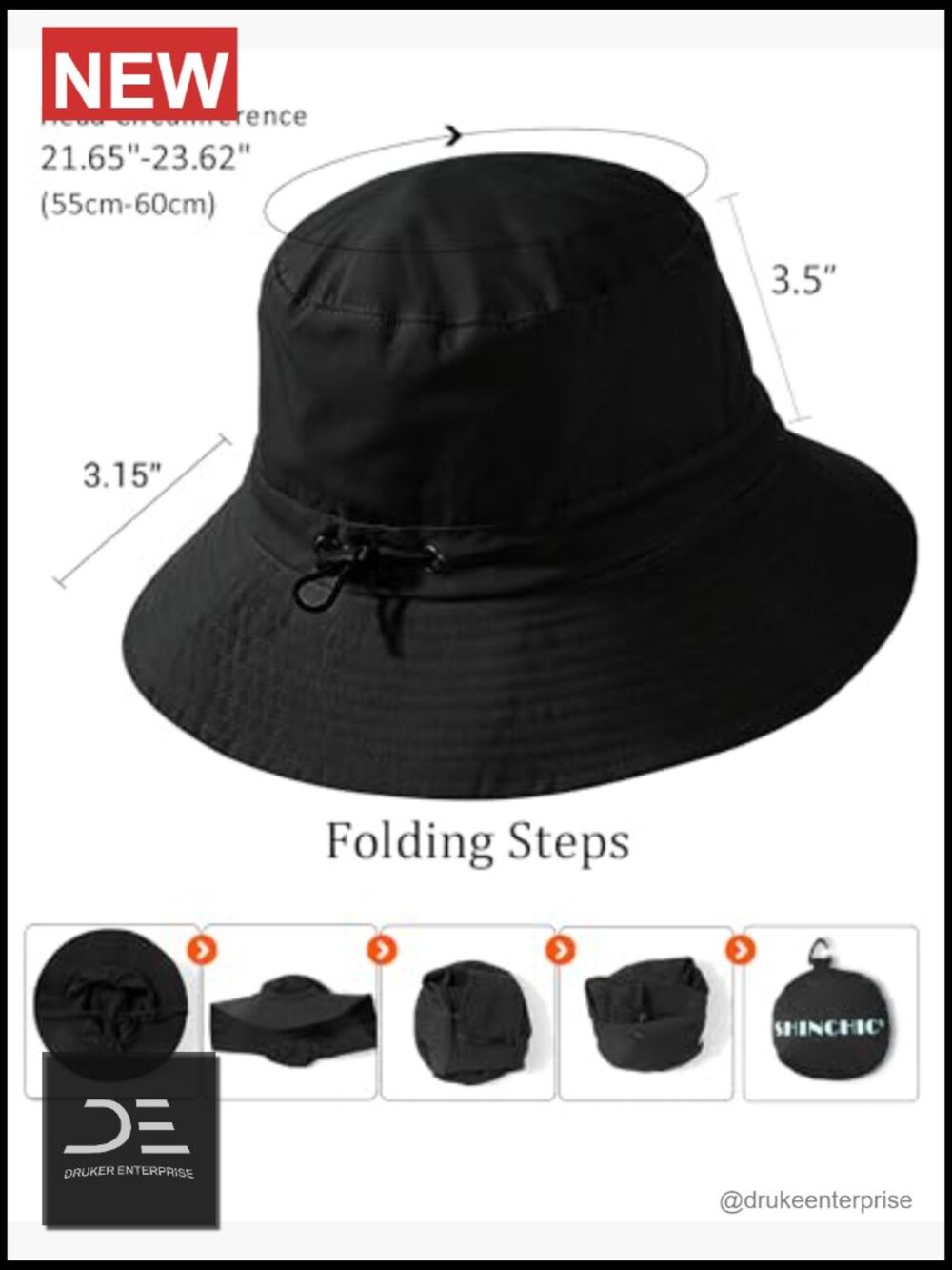 Water-Resistant UPF 50+ Bucket Hat Packable Boonie Fishing Hiking Sun Hat - Picture 5 of 7